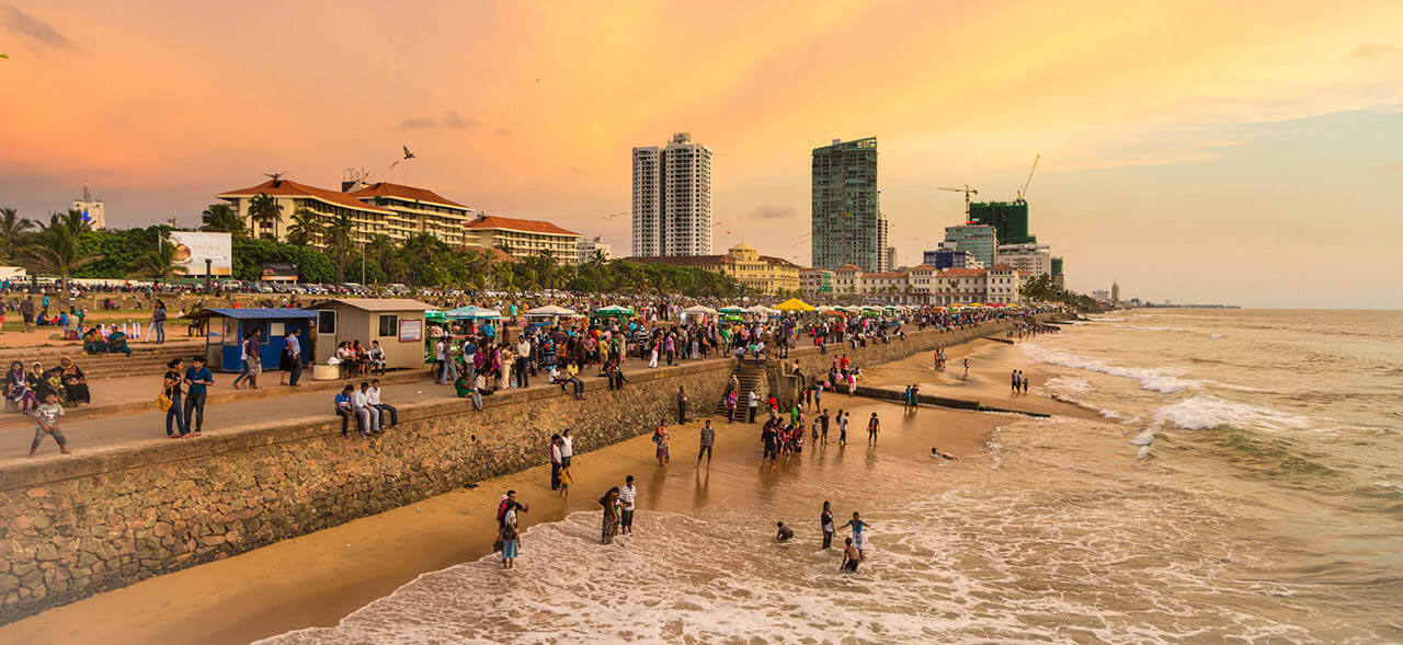  Image of the Colombo seafront at sunset in Colombo, Sri Lanka.